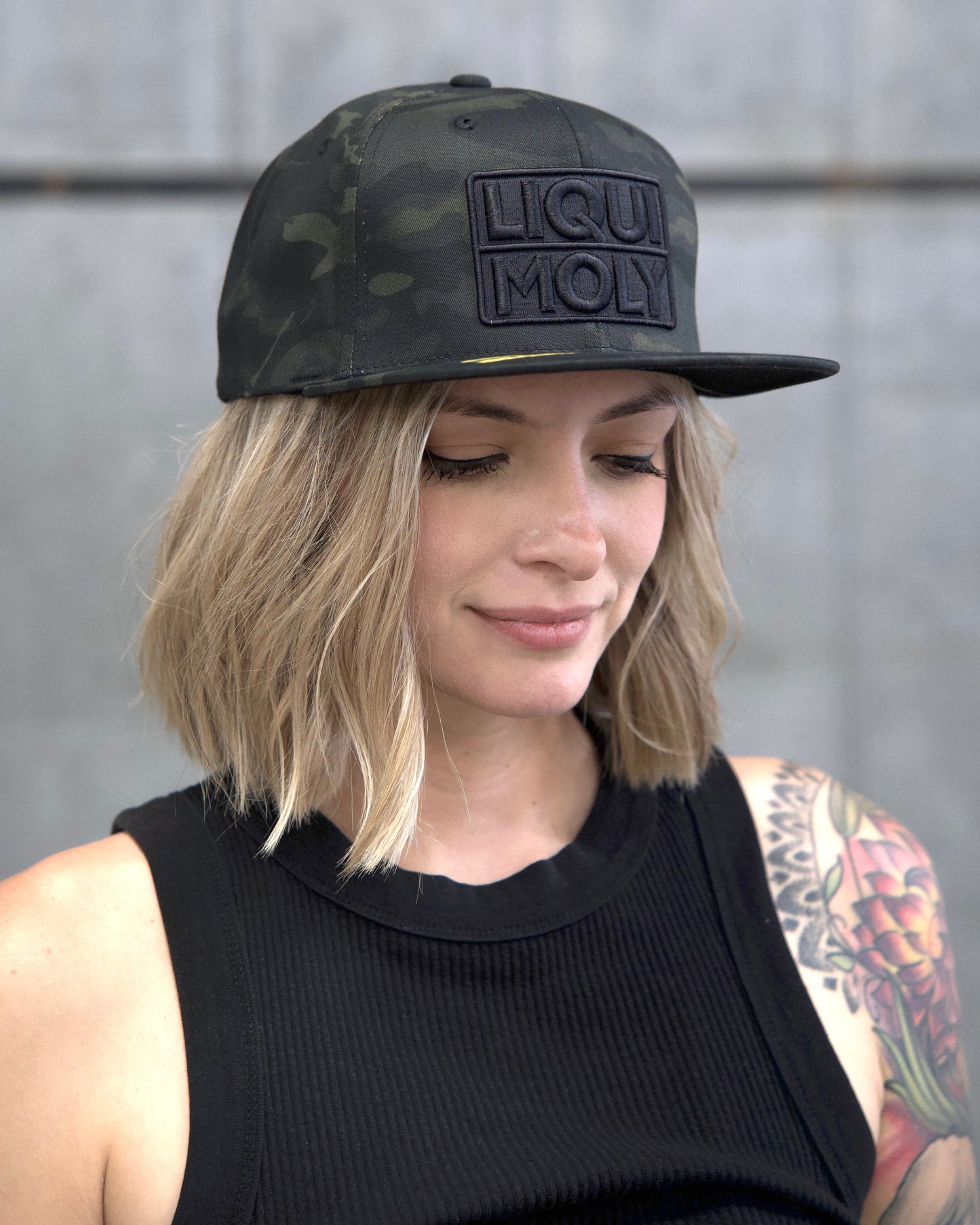 Gorra de béisbol con estampado de camuflaje de LIQUI MOLY - Negro sobre negro