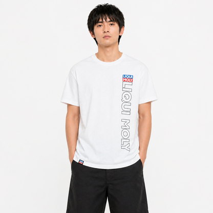 Camiseta con el logotipo vertical de LIQUI MOLY - Blanca