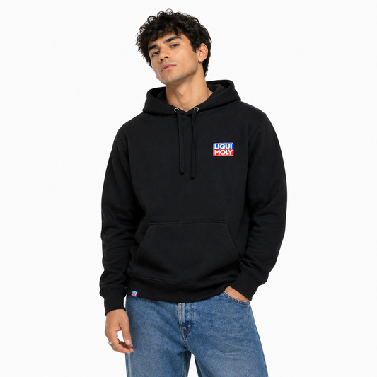 LIQUI MOLY Black Hoodie with Bold Logo and Slogan