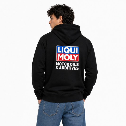 LIQUI MOLY Black Hoodie with Bold Logo and Slogan