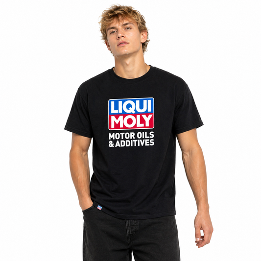 LIQUI MOLY Black Tee with Bold Logo and Slogan