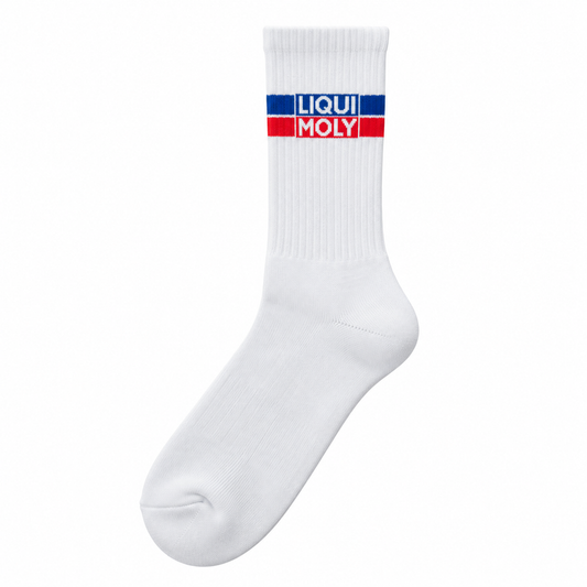 Calcetines deportivos LIQUI MOLY - Blanco con logotipo rojo y azul